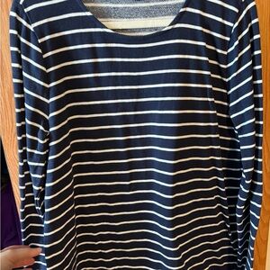 JCREW Mercantile Navy and White Striped Long Sleeve Shirt